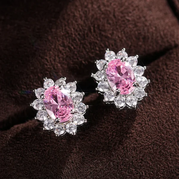 Huitan Full Zircon Stud Earrings for Women Blue/Purple/Red/Pink/Black/White/Green Oval CZ Wedding Trend Female Luxury Jewelry - Image 10