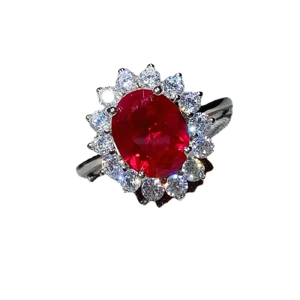 Wholesale Jewelry Artificial Retro Color Treasure Princess S925 Silver Ring Main Stone 8*10 Ring - Image 2