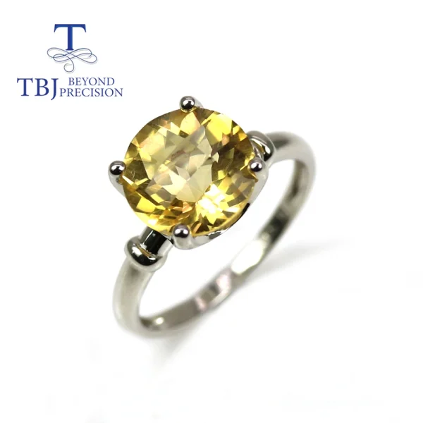 Checkboard Cut and Normal cut Natural citrine round 10mmgemstone Simple everyday design women's ring earrings jewelry set - Image 8