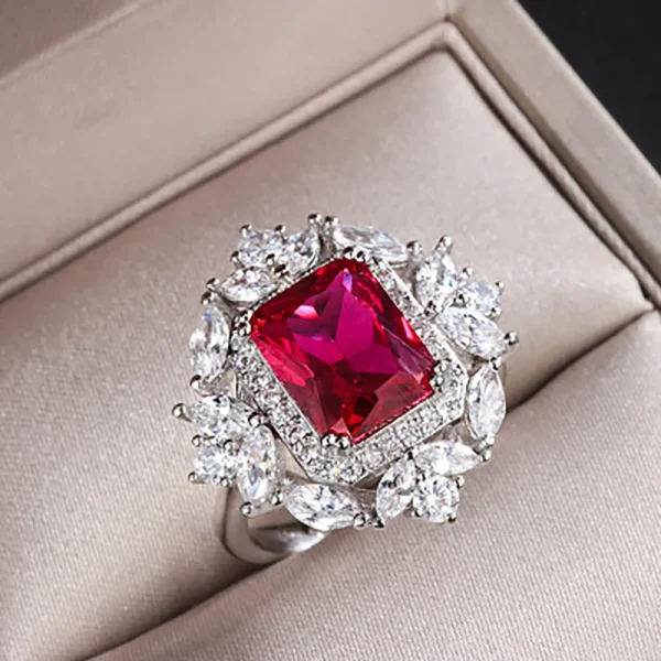 Vintage Ruby Gemstone Drop Earrings/Rings/Necklace High Carbon Diamond Wedding Engagement Fine Jewelry Set Charms Gift for Women - Image 4