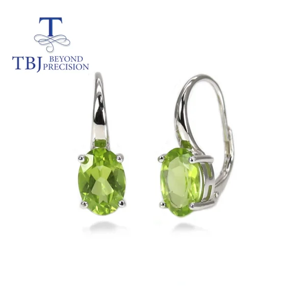 TBJ,Natural peridot oval 7*10mm gemstone earrings 925 sterling silver simple design for everyday wear fine jewelry - Image 10
