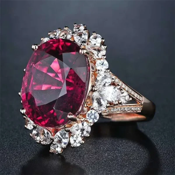 SGARIT High Quality Gemstone Jewelry Wholesale 11.24ct Natural Pinkish Red Tourmaline Ring 18k Gold Women Ring - Image 3
