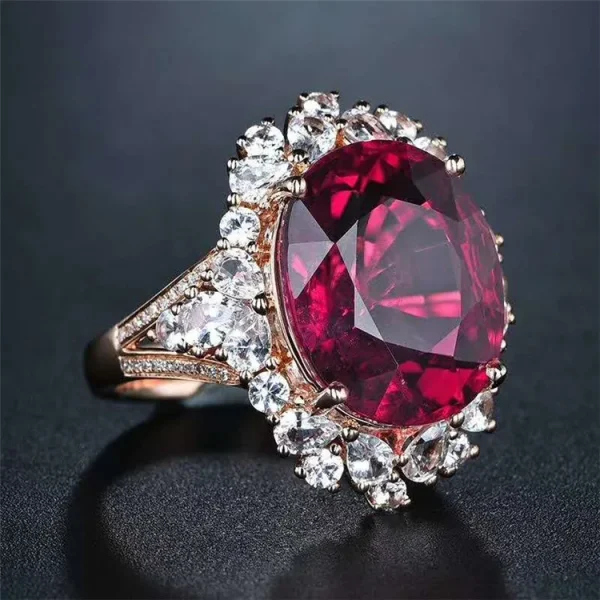 SGARIT High Quality Gemstone Jewelry Wholesale 11.24ct Natural Pinkish Red Tourmaline Ring 18k Gold Women Ring - Image 2