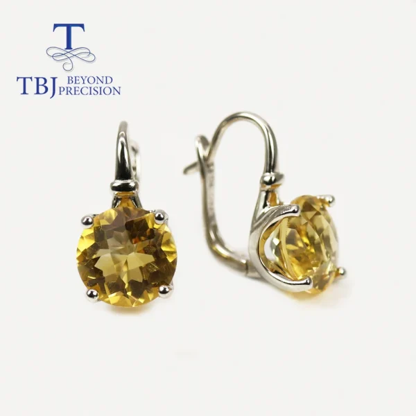 Checkboard Cut and Normal cut Natural citrine round 10mmgemstone Simple everyday design women's ring earrings jewelry set - Image 7