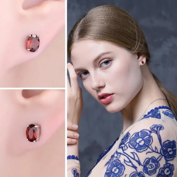 JewelryPalace Natural Garnet Amethyst Citrine Peridot Blue Topaz 925 Sterling Silver Stud Earrings for Women Gemstone Jewelry - Image 3