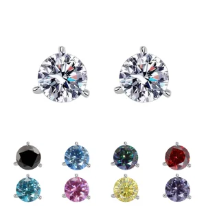 S925 Sterling Silver Classic Three Claw Earrings Mosang Diamond Light Luxury Simple Earrings