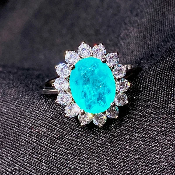 Wholesale Jewelry Artificial Retro Color Treasure Princess S925 Silver Ring Main Stone 8*10 Ring - Image 7