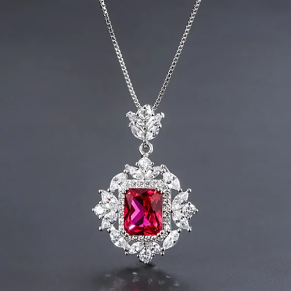 Vintage Ruby Gemstone Drop Earrings/Rings/Necklace High Carbon Diamond Wedding Engagement Fine Jewelry Set Charms Gift for Women - Image 5