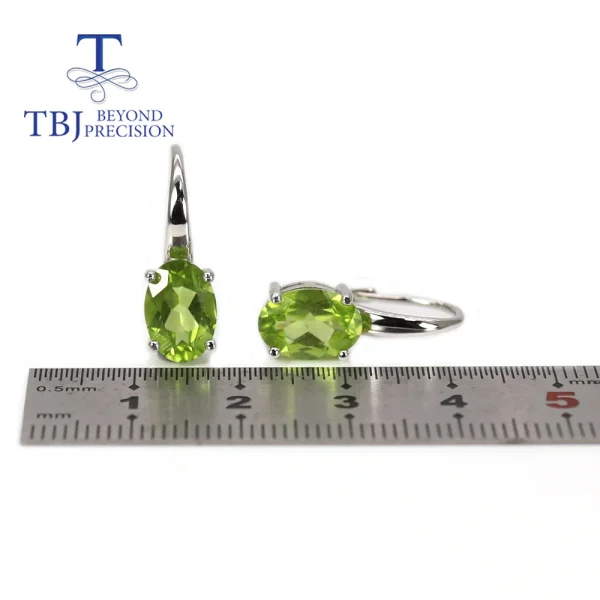 TBJ,Natural peridot oval 7*10mm gemstone earrings 925 sterling silver simple design for everyday wear fine jewelry - Image 12