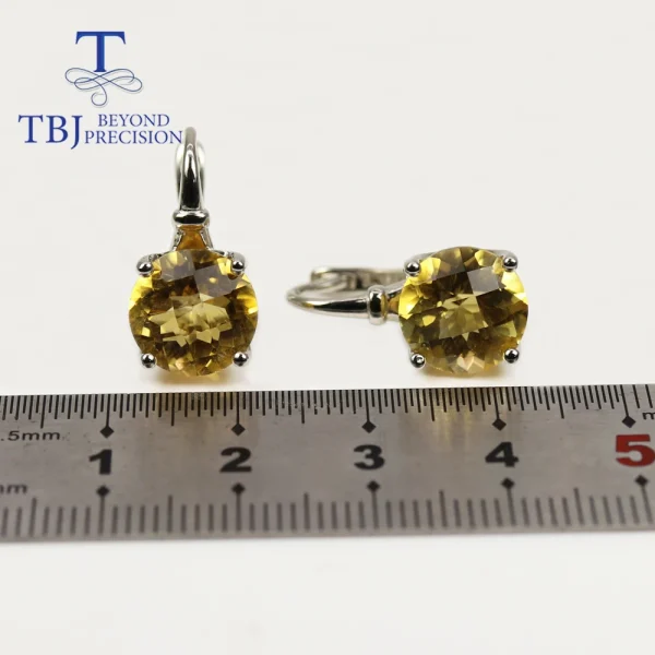 Checkboard Cut and Normal cut Natural citrine round 10mmgemstone Simple everyday design women's ring earrings jewelry set - Image 5