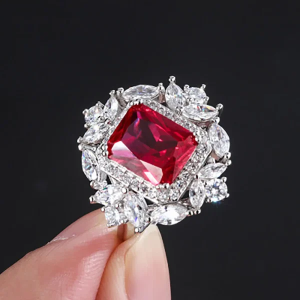 Vintage Ruby Gemstone Drop Earrings/Rings/Necklace High Carbon Diamond Wedding Engagement Fine Jewelry Set Charms Gift for Women - Image 7