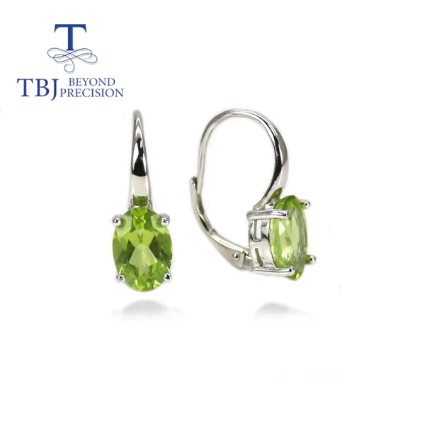 TBJ,Natural peridot oval 7*10mm gemstone earrings 925 sterling silver simple design for everyday wear fine jewelry - Image 11