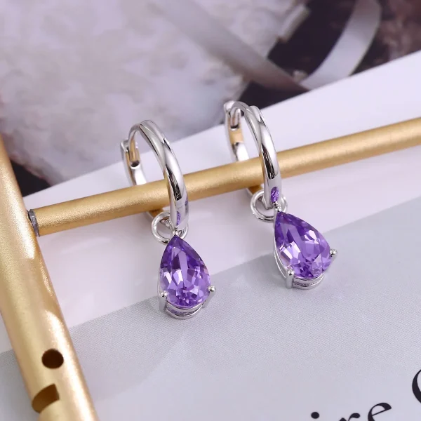 Classic 925 Sterling Silver Purple Color Lab Grown Gemstone Fine Jewelry Earrings Other Fashion Earrings European and American - Image 9