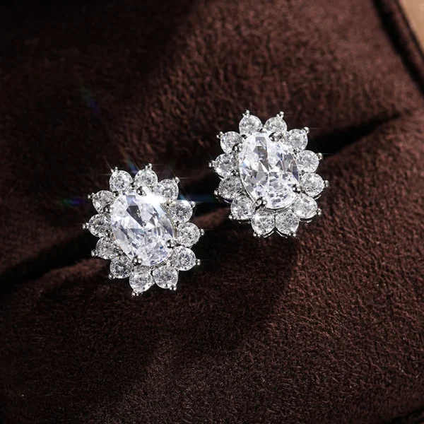 Huitan Full Zircon Stud Earrings for Women Blue/Purple/Red/Pink/Black/White/Green Oval CZ Wedding Trend Female Luxury Jewelry - Image 12
