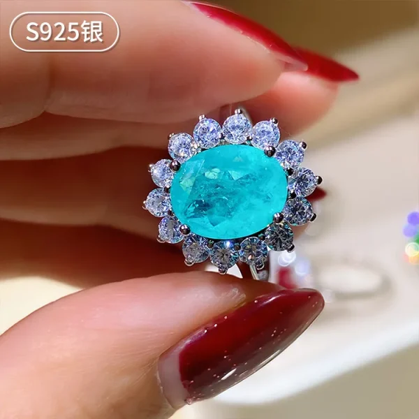 Wholesale Jewelry Artificial Retro Color Treasure Princess S925 Silver Ring Main Stone 8*10 Ring - Image 3