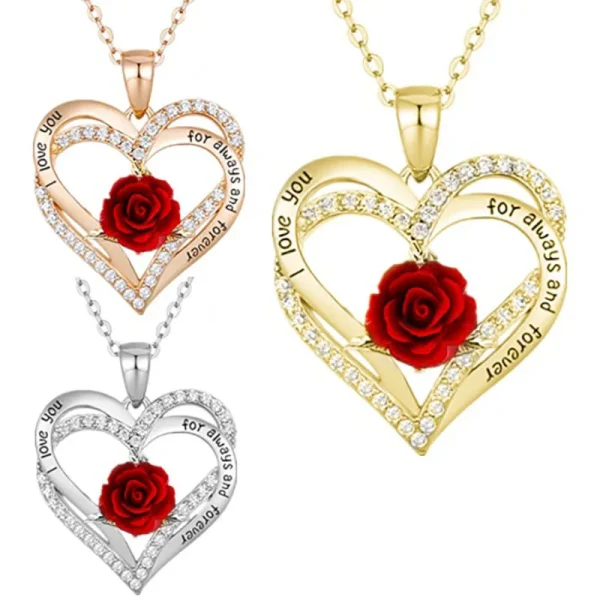 Fashion Income Rose Flower Pendant Necklace Anniversary Party Accessories Birthday Mother's Day Jewelry Gifts Mom Ladies Girls - Image 13