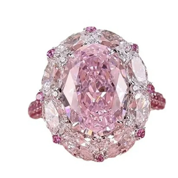 Luxury Egged Pink Zircon Oval Rings For Women Silver Color Pormise Engagement Wedding Bands Bridal Jewelry New Year Gifts - Image 6