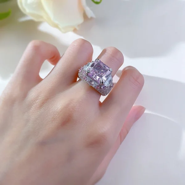 Vinregem Crushed Ice Cut 12 MM Lab Sapphire Gemstone Cocktail Party Ring For Women 100% 925 Sterling Silver Engagement Jewelry - Image 17