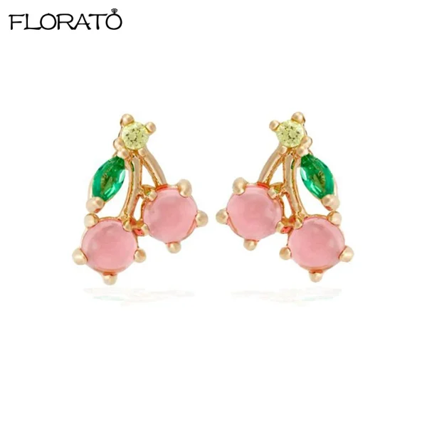 925 Sterling Silver Needle Cute Cherr/Strawberry Fruit Pendant Earrings for Women New Zircon Earrings for Girls Jewelry Gift - Image 7