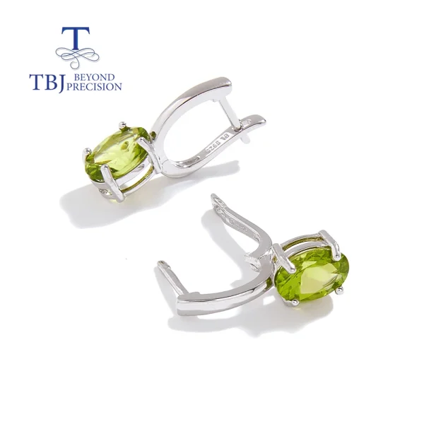 925 Sterling Silver Natural Peridot Simple & Elegant Clasp Earring for women Girls Luxury Jewelry Gift - Image 2