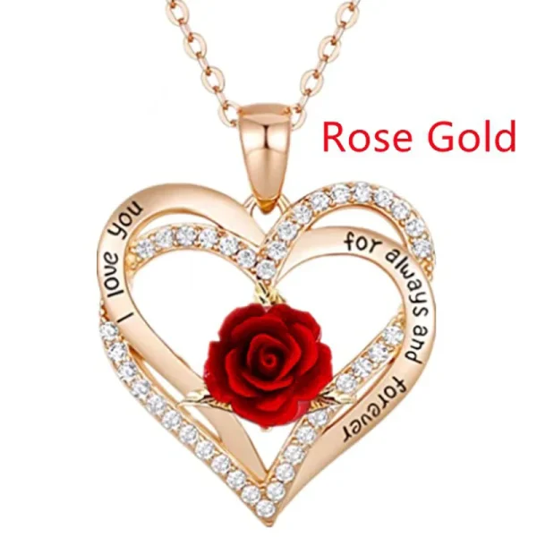 Fashion Income Rose Flower Pendant Necklace Anniversary Party Accessories Birthday Mother's Day Jewelry Gifts Mom Ladies Girls - Image 3