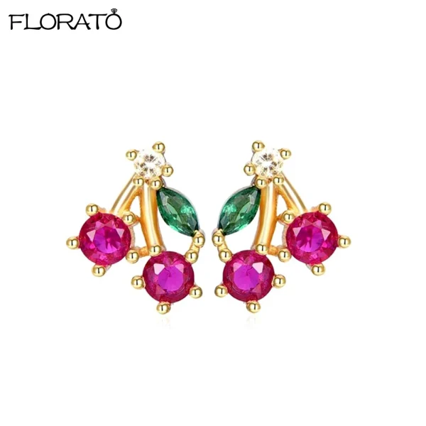 925 Sterling Silver Needle Cute Cherr/Strawberry Fruit Pendant Earrings for Women New Zircon Earrings for Girls Jewelry Gift - Image 18