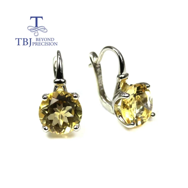 Checkboard Cut and Normal cut Natural citrine round 10mmgemstone Simple everyday design women's ring earrings jewelry set - Image 4