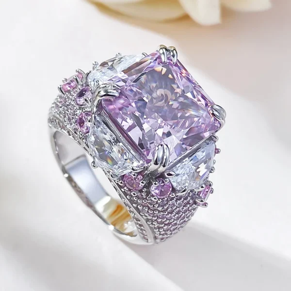 Vinregem Crushed Ice Cut 12 MM Lab Sapphire Gemstone Cocktail Party Ring For Women 100% 925 Sterling Silver Engagement Jewelry - Image 11