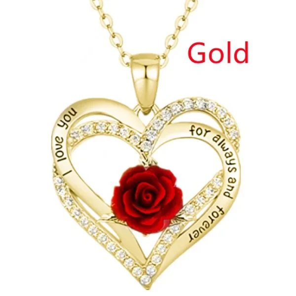 Fashion Income Rose Flower Pendant Necklace Anniversary Party Accessories Birthday Mother's Day Jewelry Gifts Mom Ladies Girls - Image 7