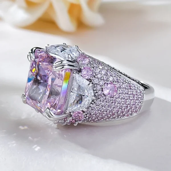 Vinregem Crushed Ice Cut 12 MM Lab Sapphire Gemstone Cocktail Party Ring For Women 100% 925 Sterling Silver Engagement Jewelry - Image 3