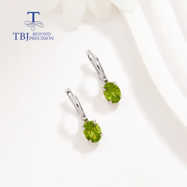 925 Sterling Silver Natural Peridot Simple & Elegant Clasp Earring for women Girls Luxury Jewelry Gift - Image 3