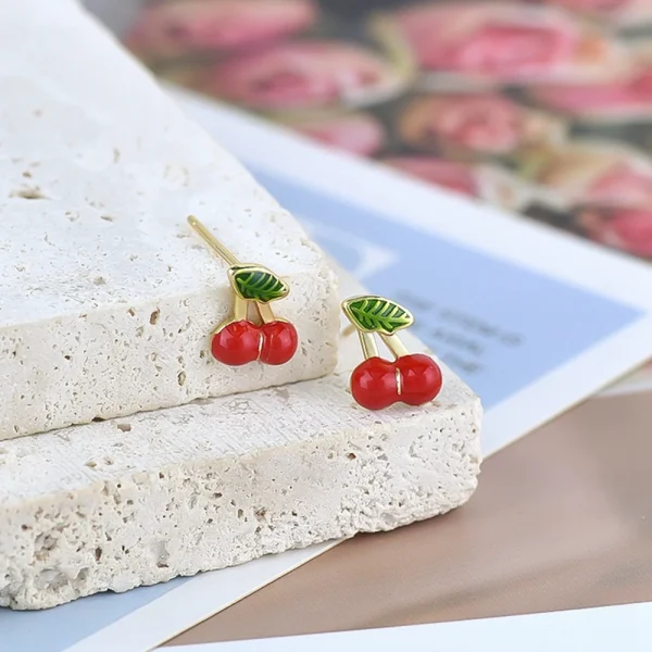 925 Sterling Silver Needle Cute Cherr/Strawberry Fruit Pendant Earrings for Women New Zircon Earrings for Girls Jewelry Gift - Image 38