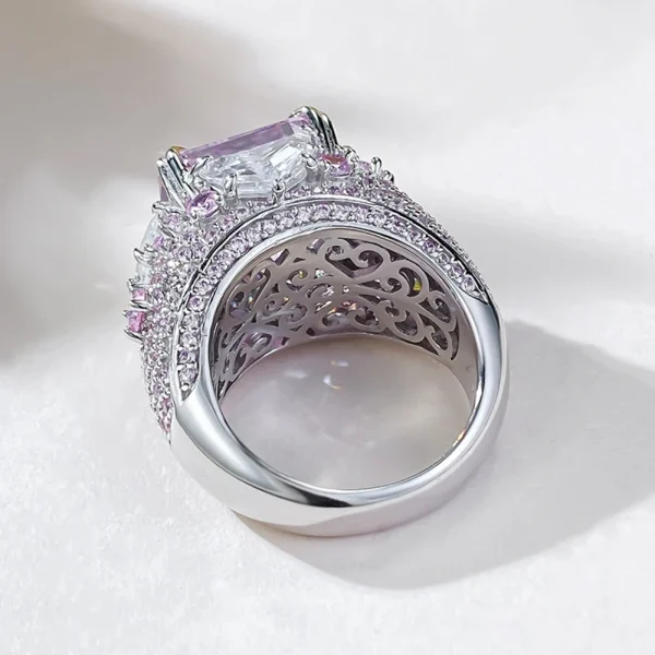 Vinregem Crushed Ice Cut 12 MM Lab Sapphire Gemstone Cocktail Party Ring For Women 100% 925 Sterling Silver Engagement Jewelry - Image 5