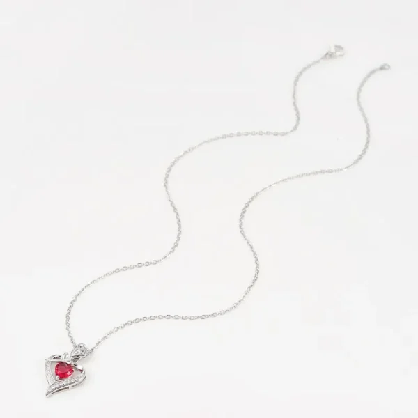 Huitan Red Heart CZ Pendant Necklace with Rose Flower Anniversary Gift for Lover/Mom 2023 New Design Women Jewelry Mother's Day - Image 9