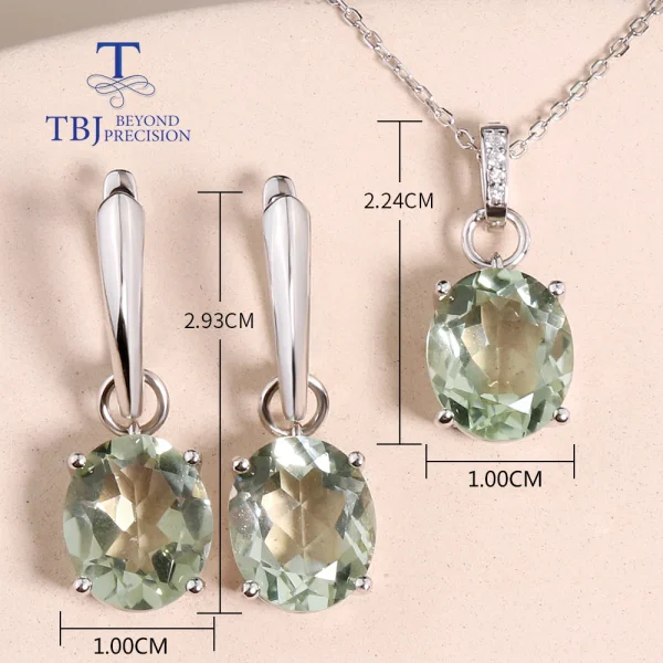 Fashion drop shape design Natural Green Amethyst Earrings Necklace Jewelry Set 925 sterling silver elegant design fine jewelry - Image 5