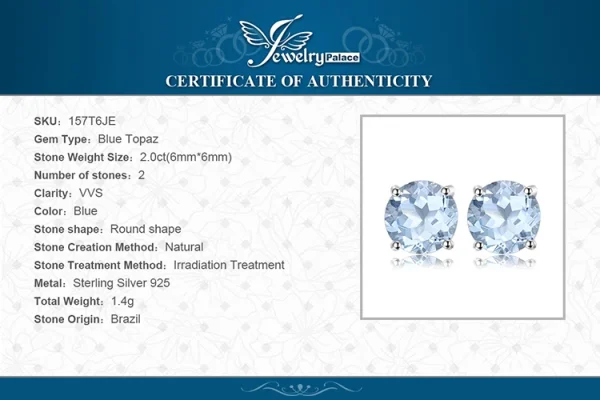 JewelryPalace Natural Garnet Amethyst Citrine Peridot Blue Topaz 925 Sterling Silver Stud Earrings for Women Gemstone Jewelry - Image 48