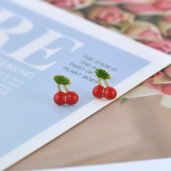 925 Sterling Silver Needle Cute Cherr/Strawberry Fruit Pendant Earrings for Women New Zircon Earrings for Girls Jewelry Gift - Image 37