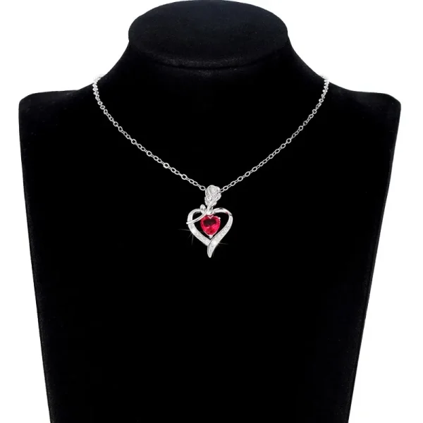 Huitan Red Heart CZ Pendant Necklace with Rose Flower Anniversary Gift for Lover/Mom 2023 New Design Women Jewelry Mother's Day - Image 8
