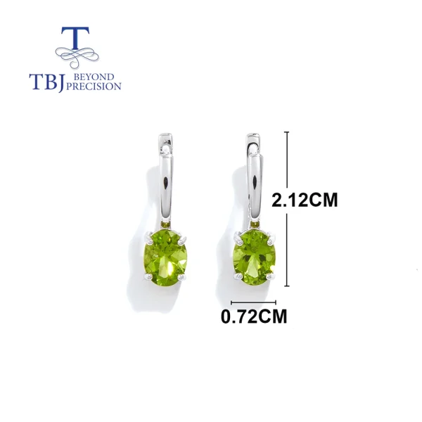 925 Sterling Silver Natural Peridot Simple & Elegant Clasp Earring for women Girls Luxury Jewelry Gift - Image 4