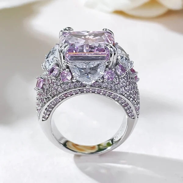 Vinregem Crushed Ice Cut 12 MM Lab Sapphire Gemstone Cocktail Party Ring For Women 100% 925 Sterling Silver Engagement Jewelry - Image 4