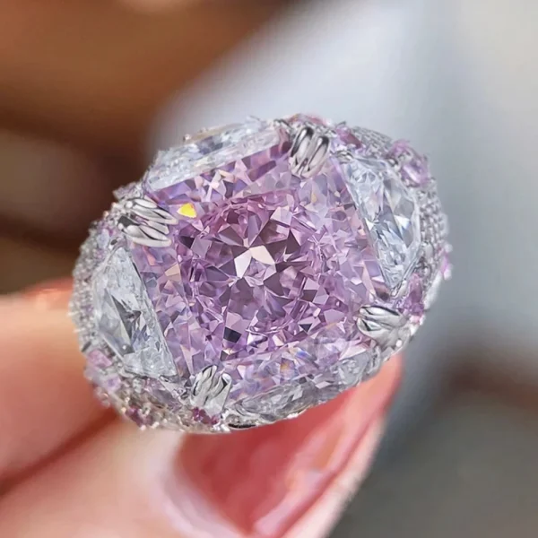 Vinregem Crushed Ice Cut 12 MM Lab Sapphire Gemstone Cocktail Party Ring For Women 100% 925 Sterling Silver Engagement Jewelry - Image 6