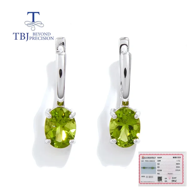925 Sterling Silver Natural Peridot Simple & Elegant Clasp Earring for women Girls Luxury Jewelry Gift - Image 7