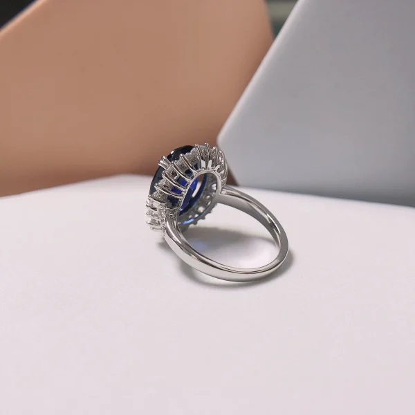 8Ct Oval Cut Sapphire Garnet Blue/Red Diamond Engagement Ring Solid 14K 585 White Gold Ring for Lover 185 - Image 3