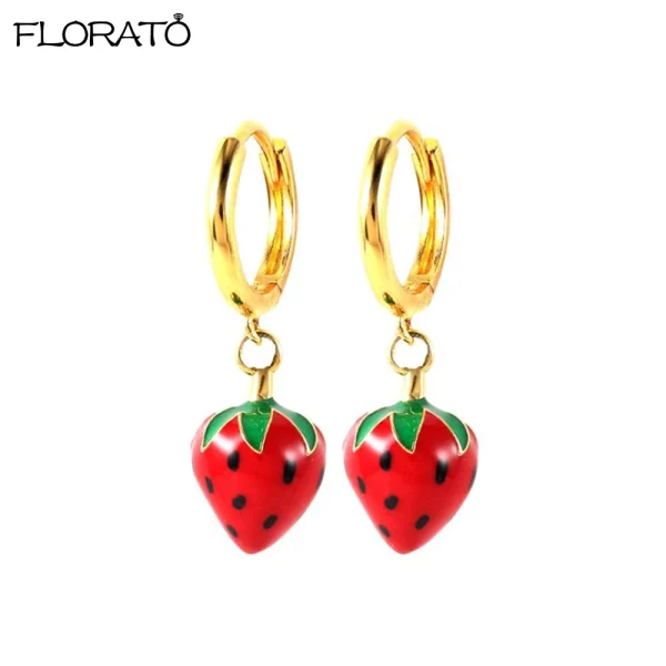925 Sterling Silver Needle Cute Cherr/Strawberry Fruit Pendant Earrings for Women New Zircon Earrings for Girls Jewelry Gift - Image 14