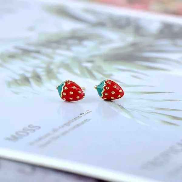 925 Sterling Silver Needle Cute Cherr/Strawberry Fruit Pendant Earrings for Women New Zircon Earrings for Girls Jewelry Gift - Image 39