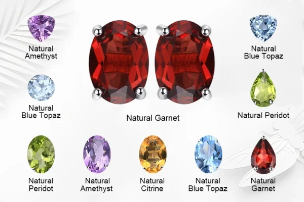 JewelryPalace Natural Garnet Amethyst Citrine Peridot Blue Topaz 925 Sterling Silver Stud Earrings for Women Gemstone Jewelry - Image 27