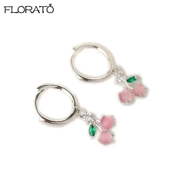 925 Sterling Silver Needle Cute Cherr/Strawberry Fruit Pendant Earrings for Women New Zircon Earrings for Girls Jewelry Gift - Image 25
