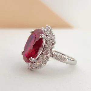 8Ct Oval Cut Sapphire Garnet Blue/Red Diamond Engagement Ring Solid 14K 585 White Gold Ring for Lover 185