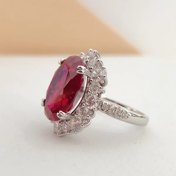 8Ct Oval Cut Sapphire Garnet Blue/Red Diamond Engagement Ring Solid 14K 585 White Gold Ring for Lover 185