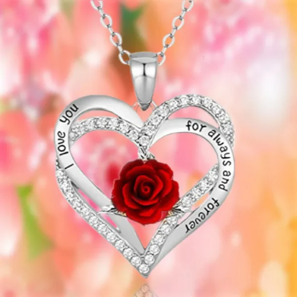 Fashion Income Rose Flower Pendant Necklace Anniversary Party Accessories Birthday Mother's Day Jewelry Gifts Mom Ladies Girls - Image 12